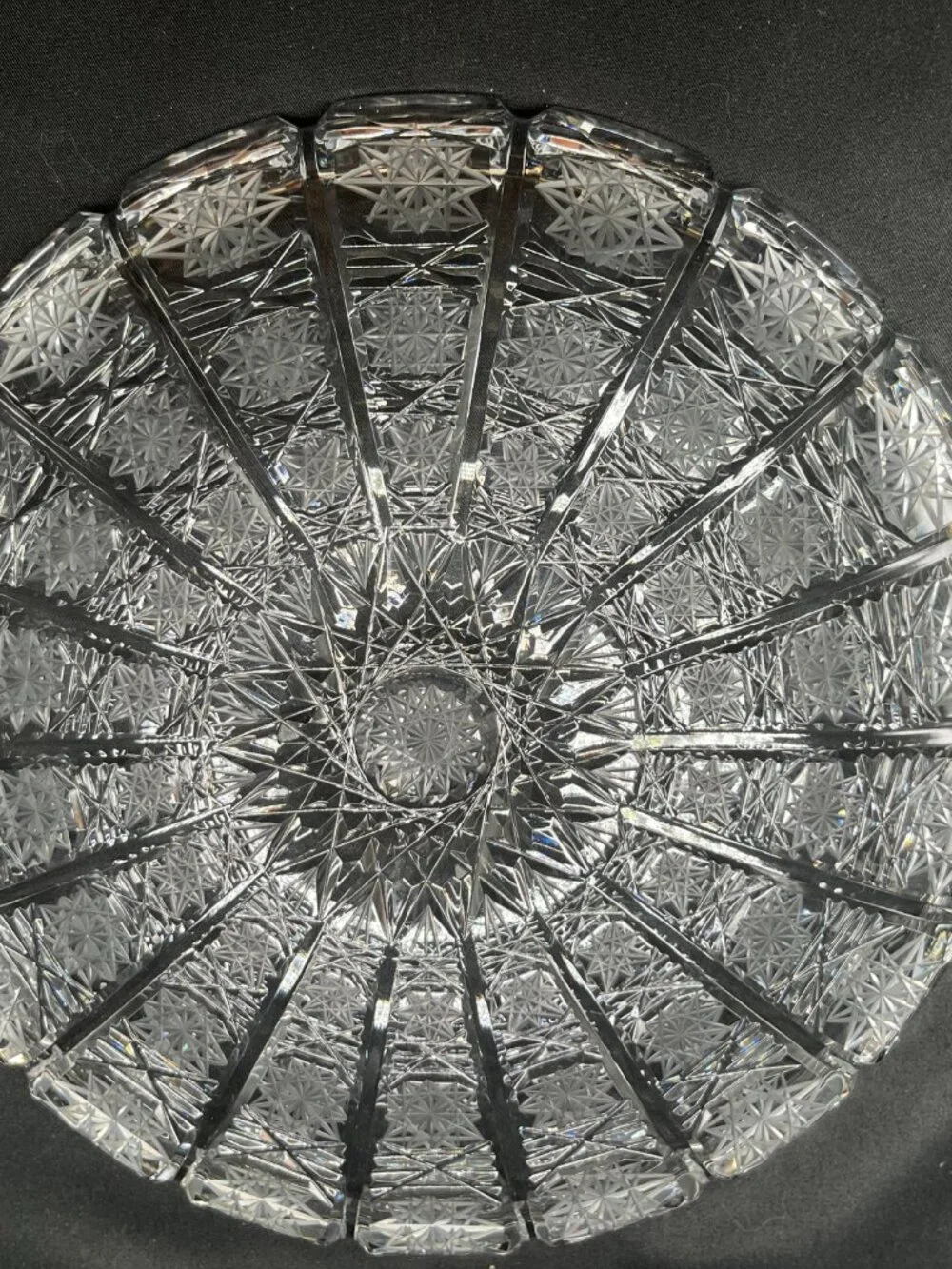Vintage Bohemian Hand-Cut 24% Lead Crystal Serving Plate or Platter